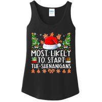 Most Likely To Start The Shenanigans Family Christmas Ladies Essential Tank