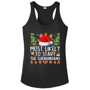 Most Likely To Start The Shenanigans Family Christmas Ladies PosiCharge Competitor Racerback Tank