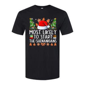 Most Likely To Start The Shenanigans Family Christmas Softstyle CVC T-Shirt