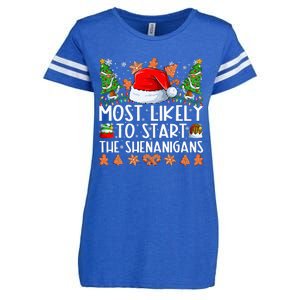 Most Likely To Start The Shenanigans Family Christmas Enza Ladies Jersey Football T-Shirt