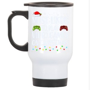 Most Likely To Play Video Games On Christmas Gift Stainless Steel Travel Mug