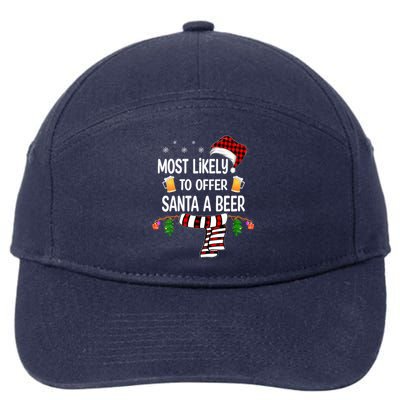 Most Likely To Offer Santa A Beer Funny Family Christmas  7-Panel Snapback Hat