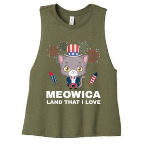 Meowica Land That I Love Usa Gift Women's Racerback Cropped Tank