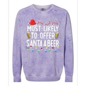 Most Likely To Offer Santa A Beer Funny Drinking Christmas Colorblast Crewneck Sweatshirt