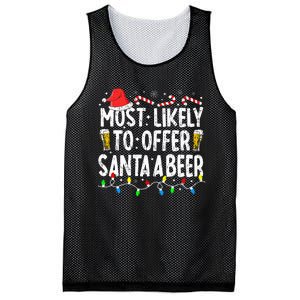 Most Likely To Offer Santa A Beer Funny Drinking Christmas Mesh Reversible Basketball Jersey Tank