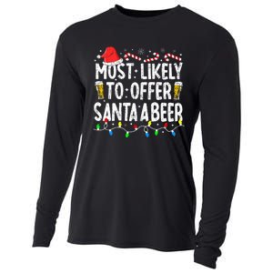 Most Likely To Offer Santa A Beer Funny Drinking Christmas Cooling Performance Long Sleeve Crew