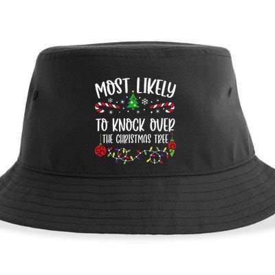 Most Likely To Knock Over The Christmas Tree Funny Christmas Family Matching C Sustainable Bucket Hat