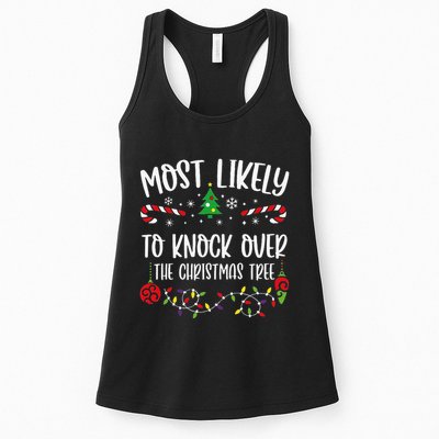 Most Likely To Knock Over The Christmas Tree Funny Christmas Family Matching C Womens Tank Top