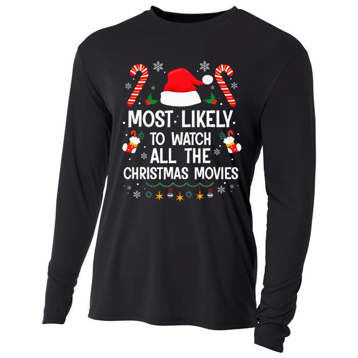 Most Likely To Watch All The Christmas Movies Christmas Cooling Performance Long Sleeve Crew