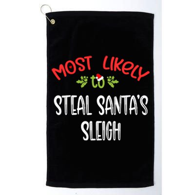 Most Likely To Christmas Steal Santa's Sleigh Family Group Platinum Collection Golf Towel