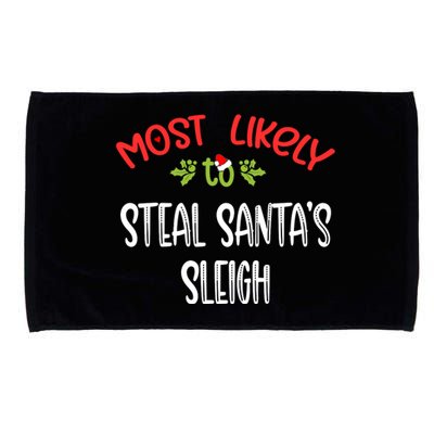 Most Likely To Christmas Steal Santa's Sleigh Family Group Microfiber Hand Towel