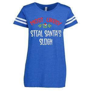 Most Likely To Christmas Steal Santa's Sleigh Family Group Enza Ladies Jersey Football T-Shirt