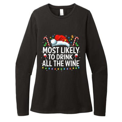 Most Likely To Drink All The Wine Family Matching Xmas  Womens CVC Long Sleeve Shirt