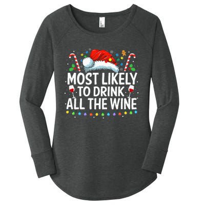 Most Likely To Drink All The Wine Family Matching Xmas  Women's Perfect Tri Tunic Long Sleeve Shirt