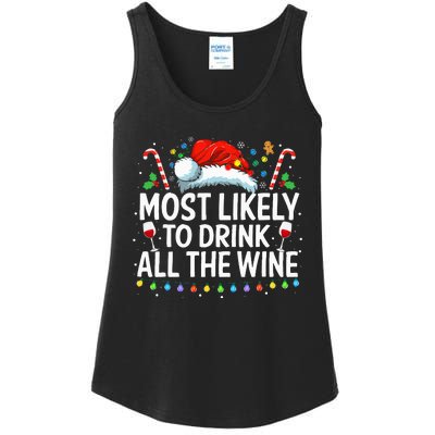 Most Likely To Drink All The Wine Family Matching Xmas  Ladies Essential Tank