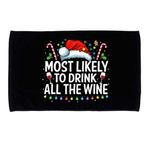 Most Likely To Drink All The Wine Family Matching Xmas  Microfiber Hand Towel