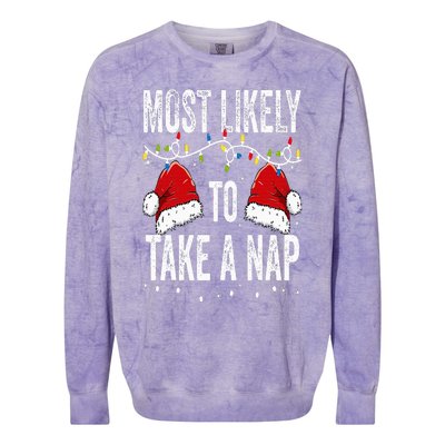 Most Likely To Take A Nap Matching Christmas For Family Colorblast Crewneck Sweatshirt