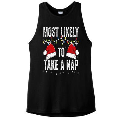 Most Likely To Take A Nap Matching Christmas For Family Ladies PosiCharge Tri-Blend Wicking Tank