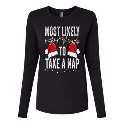 Most Likely To Take A Nap Matching Christmas For Family Womens Cotton Relaxed Long Sleeve T-Shirt