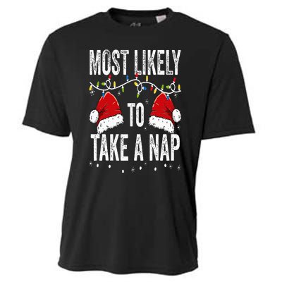 Most Likely To Take A Nap Matching Christmas For Family Cooling Performance Crew T-Shirt