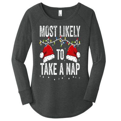 Most Likely To Take A Nap Matching Christmas For Family Women's Perfect Tri Tunic Long Sleeve Shirt