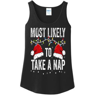 Most Likely To Take A Nap Matching Christmas For Family Ladies Essential Tank