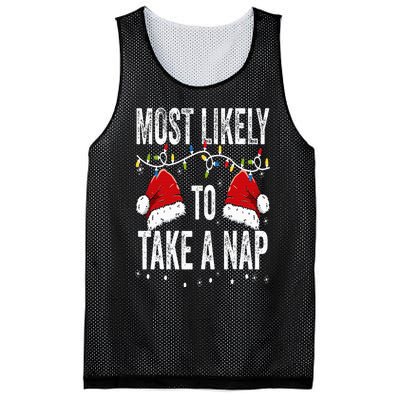 Most Likely To Take A Nap Matching Christmas For Family Mesh Reversible Basketball Jersey Tank