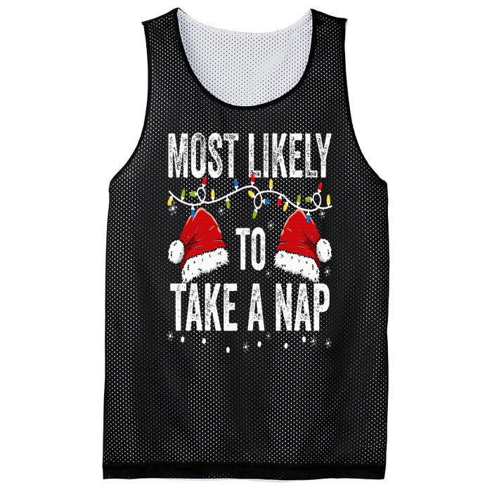 Most Likely To Take A Nap Matching Christmas For Family Mesh Reversible Basketball Jersey Tank