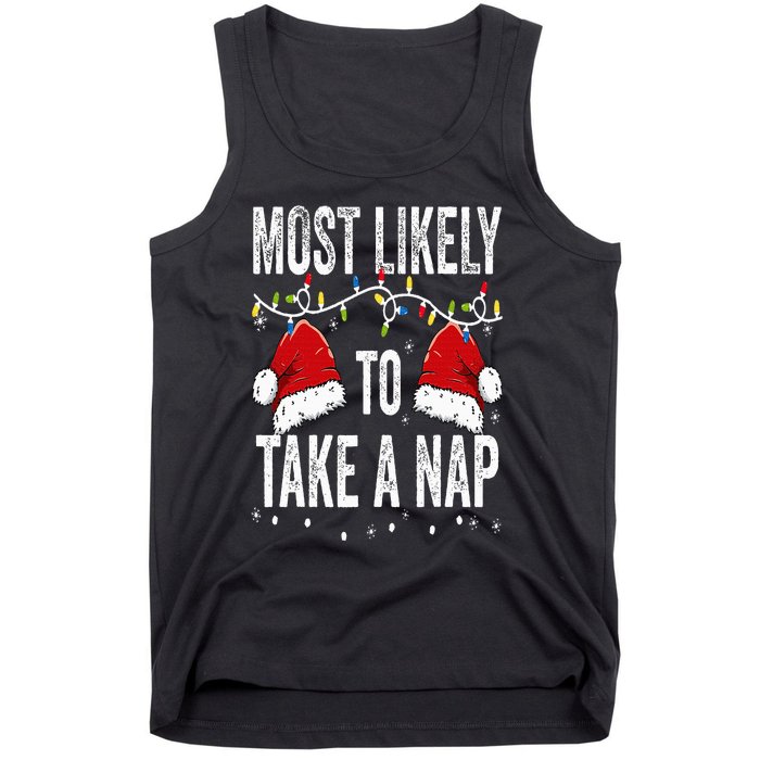 Most Likely To Take A Nap Matching Christmas For Family Tank Top