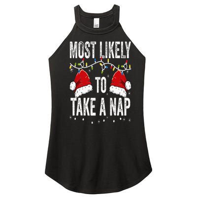 Most Likely To Take A Nap Matching Christmas For Family Women's Perfect Tri Rocker Tank