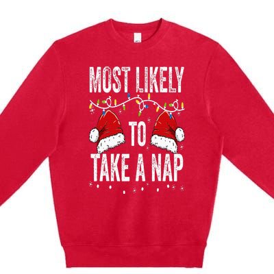 Most Likely To Take A Nap Matching Christmas For Family Premium Crewneck Sweatshirt