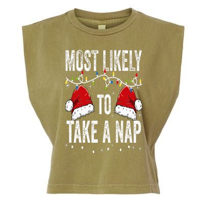 Most Likely To Take A Nap Matching Christmas For Family Garment-Dyed Women's Muscle Tee