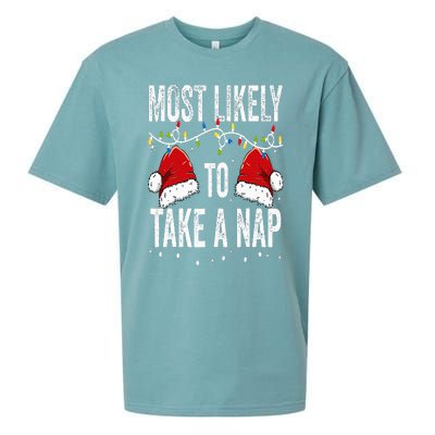 Most Likely To Take A Nap Matching Christmas For Family Sueded Cloud Jersey T-Shirt