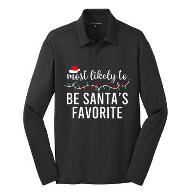 Most Likely To Christmas Matching Family Pajamas Funny Silk Touch Performance Long Sleeve Polo