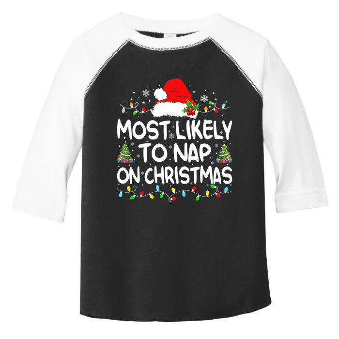 Most Likely To Nap On Christmas Matching Family Christmas Toddler Fine Jersey T-Shirt