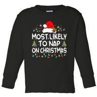 Most Likely To Nap On Christmas Matching Family Christmas Toddler Long Sleeve Shirt