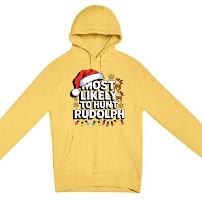 Most Likely To Hunt Matching Funny Christmas Santa Premium Pullover Hoodie