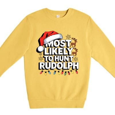 Most Likely To Hunt Matching Funny Christmas Santa Premium Crewneck Sweatshirt