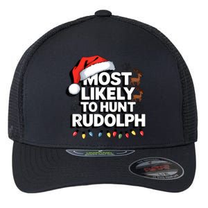 Most Likely To Hunt Matching Funny Christmas Santa Flexfit Unipanel Trucker Cap