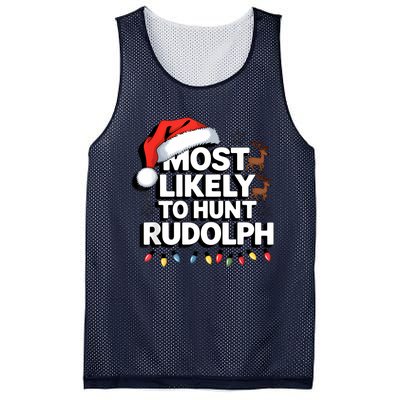 Most Likely To Hunt Matching Funny Christmas Santa Mesh Reversible Basketball Jersey Tank