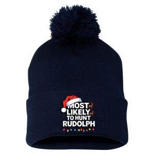 Most Likely To Hunt Matching Funny Christmas Santa Pom Pom 12in Knit Beanie