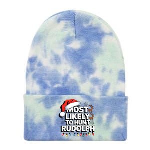 Most Likely To Hunt Matching Funny Christmas Santa Tie Dye 12in Knit Beanie