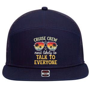 Most Likely To Talk To Everyone Matching Family Cruise 2024 7 Panel Mesh Trucker Snapback Hat