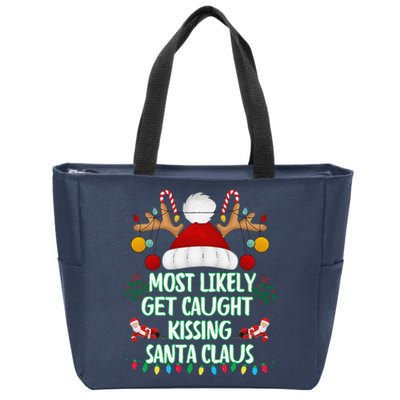 Most Likely To Get Caught Kissing Santa Claus Christmas Zip Tote Bag