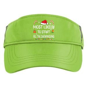 Most Likely To Start All The Shenanigans Family Christmas Adult Drive Performance Visor