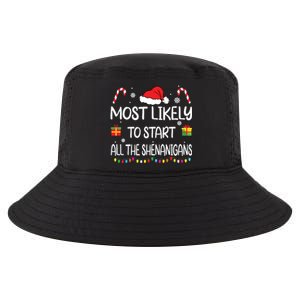 Most Likely To Start All The Shenanigans Family Christmas Cool Comfort Performance Bucket Hat