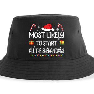 Most Likely To Start All The Shenanigans Family Christmas Sustainable Bucket Hat