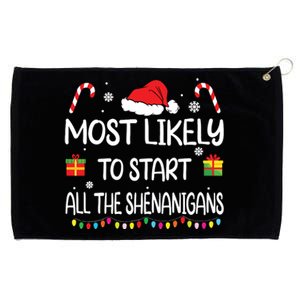 Most Likely To Start All The Shenanigans Family Christmas Grommeted Golf Towel