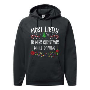 Most Likely To Miss Christmas While Gaming Funny Christmas Family Matching Cut Performance Fleece Hoodie