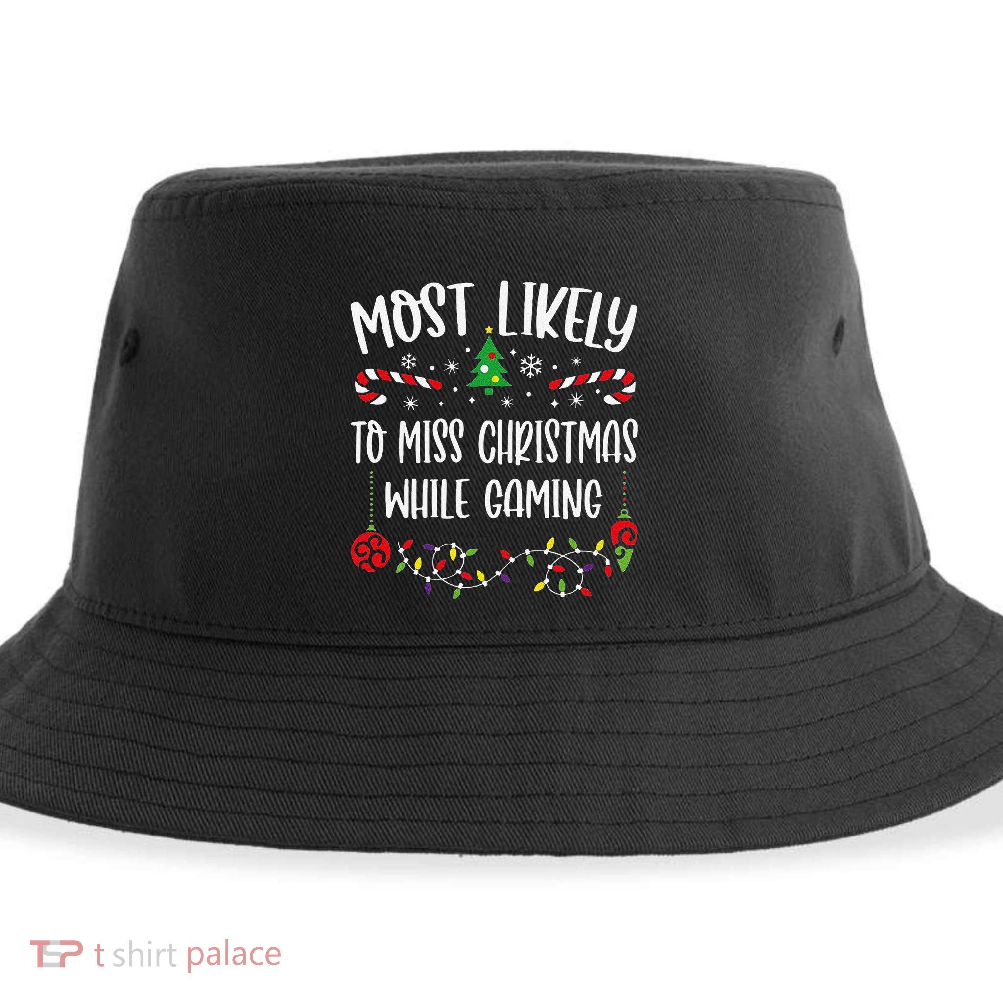 Most Likely To Miss Christmas While Gaming Funny Christmas Family Matching Cut Sustainable Bucket Hat